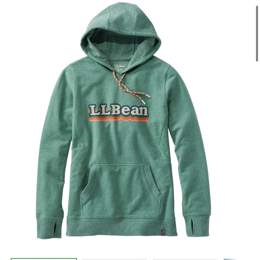 LLBean Women's Bean's Cozy Camp Hoodie Sea Green Heather Logo